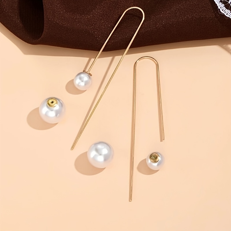 Faux Pearl Threader Earrings